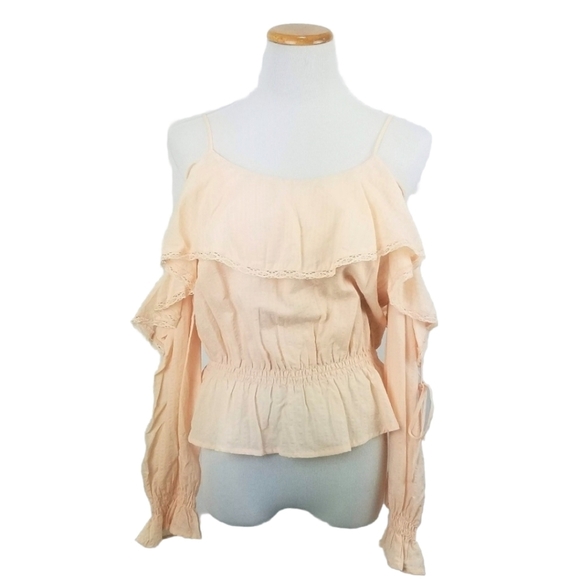 ASTR Pink Kennedy Cold Shoulder Lace Up Top - Picture 1 of 5